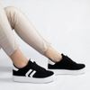 Tênis Casual  Duas Listras Lateral Lídia Nobuck Preto