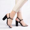 Sandália Salto Alto Tiras Strass Bruna Preto Nobuck