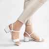 Sandália Zatta Salto Bloco Médio Tiras Trançadas Lilian Off White