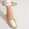 Mocassim Zatta Liso Bico Quadrado Silvana Dourado