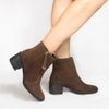 Bota Zatta Cano Médio Salto Bloco Violeta  Camurça Marrom