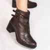 Bota Coturno Couro Fivela Mônica Café