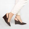 Scarpin Slingback Zatta Anabela  Analu Marrom
