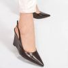 Scarpin Slingback Zatta Anabela  Analu Marrom