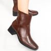 Bota Zatta Bico Quadrado Salto Bloco Couro Clarice Marrom