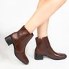 Bota Zatta Bico Quadrado Salto Bloco Couro Clarice Marrom