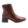 Bota Zatta Bico Quadrado Salto Bloco Couro Clarice Marrom