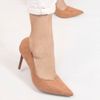 Scarpin Zatta Bico Fino Salto Alto  Anita Suede Nude