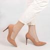 Scarpin Zatta Bico Fino Salto Alto  Anita Suede Nude