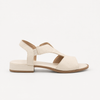 Sandália Zatta Couro Salto Bloco Baixo Luzia Off White