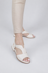 Sandália Zatta Couro Salto Bloco Baixo Luzia Off White