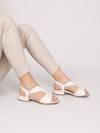 Sandália Zatta Couro Salto Bloco Baixo Luzia Off White
