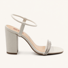 Sandália Salto Alto Tiras Strass Bruna Off White