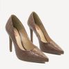 Scarpin Salto Alto Bico Fino Suzy Croco Marrom