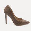 Scarpin Salto Alto Bico Fino Suzy Croco Marrom