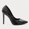 Scarpin Salto Alto  Bico Fino Suzy Croco Preto