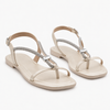 Rasteira Zatta Strass Ajustável Poliana Off White