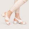 Sandália Zatta em Couro Salto Bloco Lúcia Off White