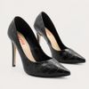 Scarpin Salto Alto  Bico Fino Suzy Croco Preto