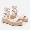 Sandália Zatta Anabela de Amarrar Cris Off White