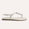 Rasteira Zatta com Strass Nó Frontal  Aurora Off White
