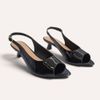 Sandália Zatta SlingbackBico Folha Dóris Preto