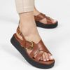 Sandália Zatta Flatform Fivela Entrelaçada Val Caramelo