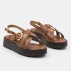 Sandália Zatta Flatform Fivela Entrelaçada Val Caramelo