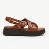 Sandália Zatta Flatform Fivela Entrelaçada Val Caramelo