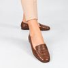 Mocassim Zatta Liso Bico Quadrado Silvana Texturizada Marrom