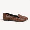 Mocassim Zatta Liso Bico Quadrado Silvana Texturizada Marrom