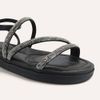 Sandália Papete Zatta Flatform Strass Leona Preta