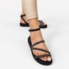 Sandália Papete Zatta Flatform Strass Leona Preta