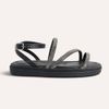 Sandália Papete Zatta Flatform Strass Leona Preta