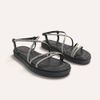 Sandália Papete Zatta  Flat Brilho Luciene Preto