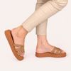 Tamanco Zatta Flatform Pedraria Francine Caramelo