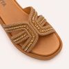Tamanco Zatta Flatform Pedraria Francine Caramelo