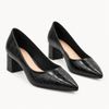 Scarpin Salto Bloco Baixo Leonor Preto Croco