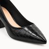 Scarpin Salto Bloco Baixo Leonor Preto Croco