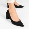 Scarpin Salto Bloco Baixo Leonor Nobuck Preto