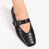 Sapatilha Zatta Bico Quadrado Marcelina Croco Preta