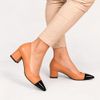 Scarpin Zatta Salto Bloco Meire Bicolor Caramelo