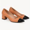 Scarpin Zatta Salto Bloco Meire Bicolor Caramelo