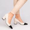 Scarpin Zatta Salto Bloco Meire Bicolor Off White