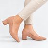 Scarpin Salto Bloco Baixo Leonor Nobuck Nude