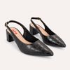Scarpin Zatta Slingback Salto Médio Denise Texturizado Preto