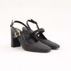 Scarpin Salto Alto Bloco Bico Quadrado c/ Fivela Fargo
