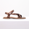 Rasteira Flat Couro Tiras Velcro Fargo