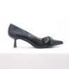 Scarpin Salto Médio Fino Couro Maxi Laço Fargo
