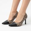 Scarpin Salto Alto Fino Bico Alongado Bicolor Snake Fargo